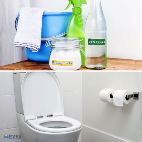 [Image of Bicarbonate de soude et vinaigre blanc utilisés pour déboucher une canalisation]